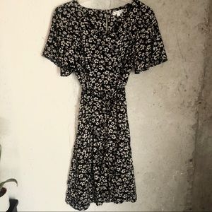 Black & White Floral Sundress with Waist Tie